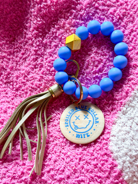 Blue Spoiled Blue Collar Wife Silicone Bead Wristlet