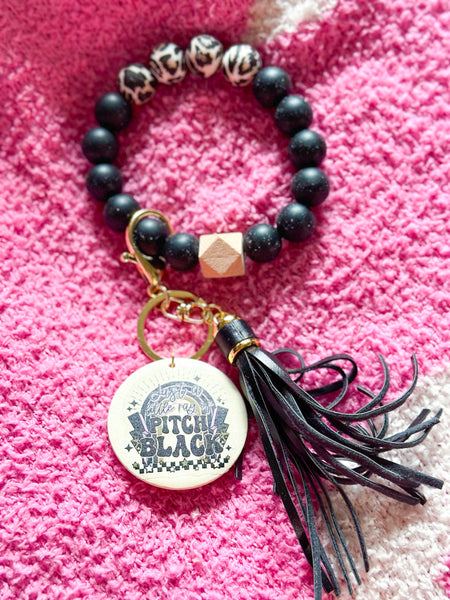 Black Just a Ray of Pitch Black Silicone Bead Wristlet