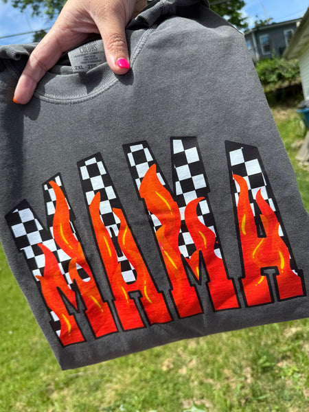 COMFORT COLORS Hot Mama Checkered Printed Tee - Pepper