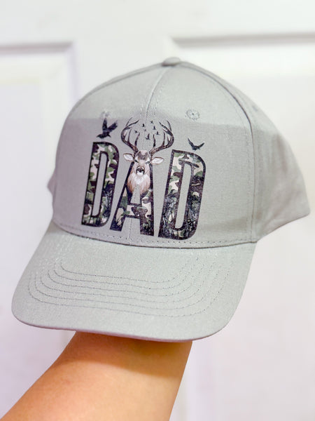Gray Baseball Hat - Camo Hunting DAD