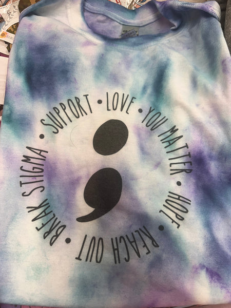 Size L Tie Dye Semi Colon T-Shirt