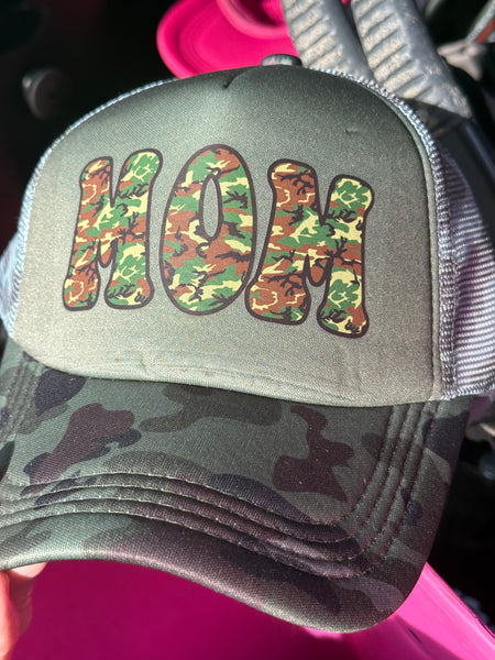 Army Green & Camo Trucker Hat - Camo MOM