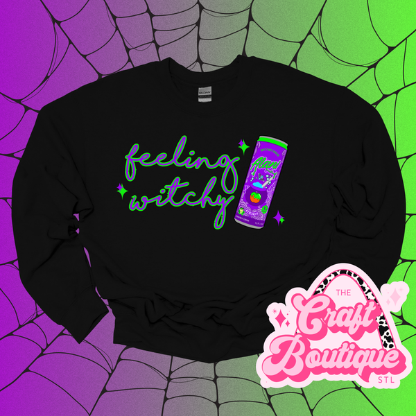 Feelin' Witchy Witches Brew Printed Sweatshirt - Black
