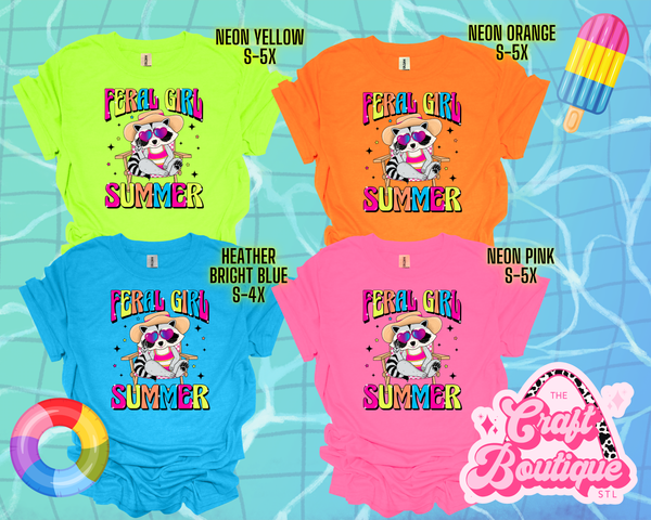 Feral Girl Summer Neon Printed Tee