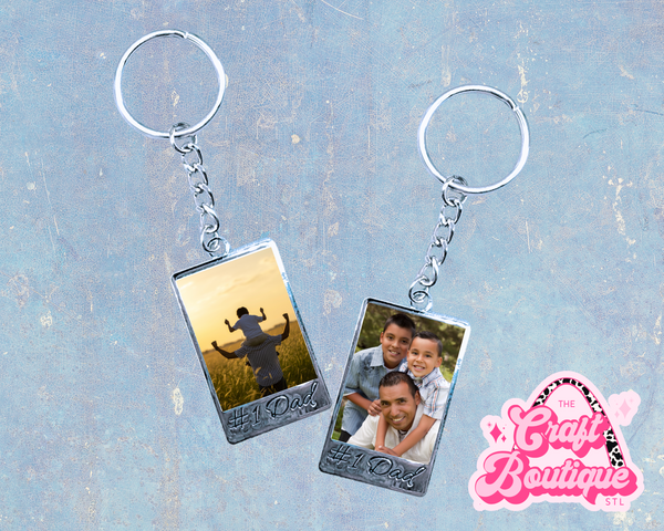 Custom Photo Printed #1 Dad Keychain